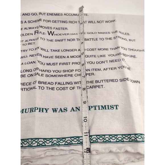 Murphys Law Cotton Tea Towel Poplar 29"x 18" White Green Celtic Humor Funny - Picture 5 of 6